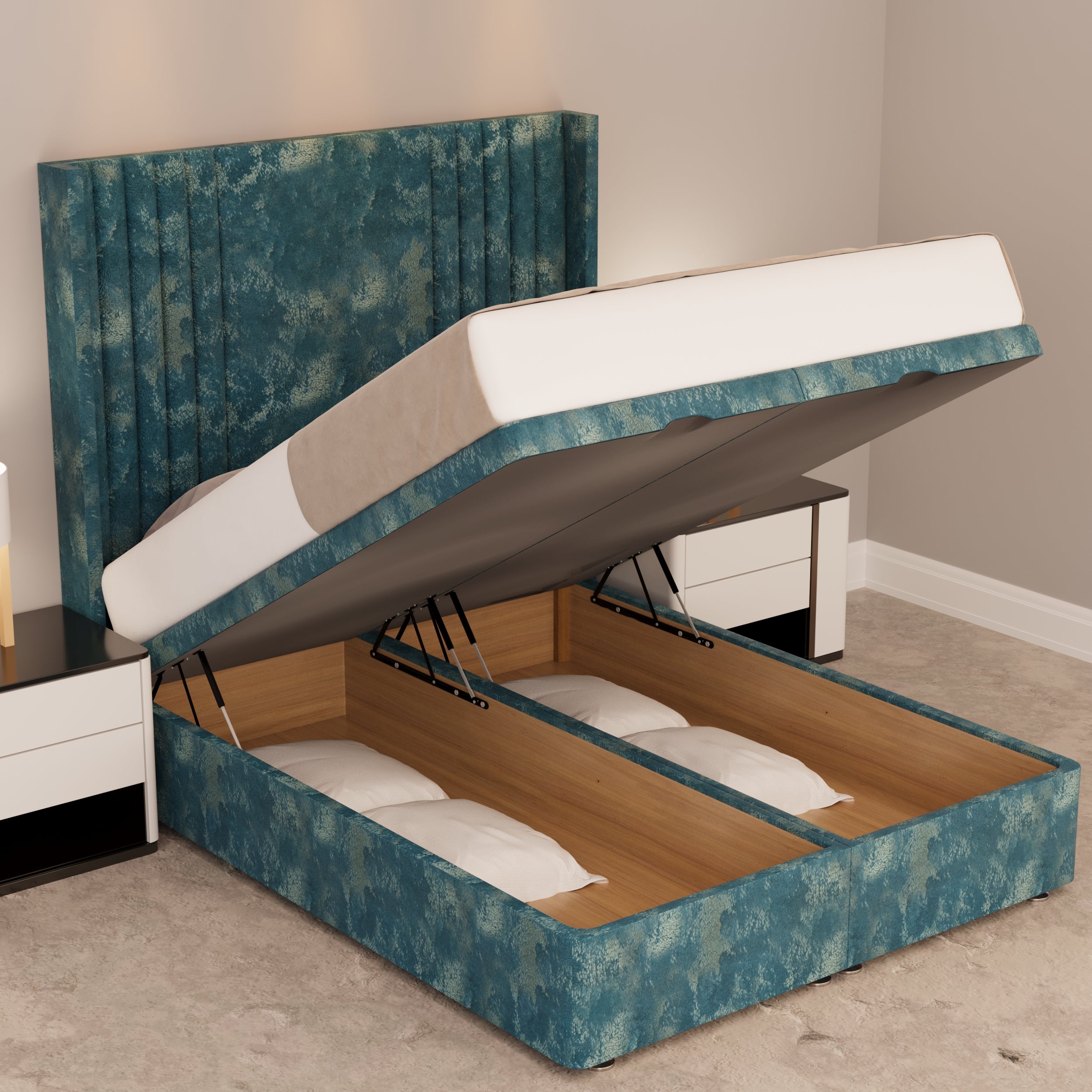 Dusk Panel Ottoman Bed Open up - D Sleep