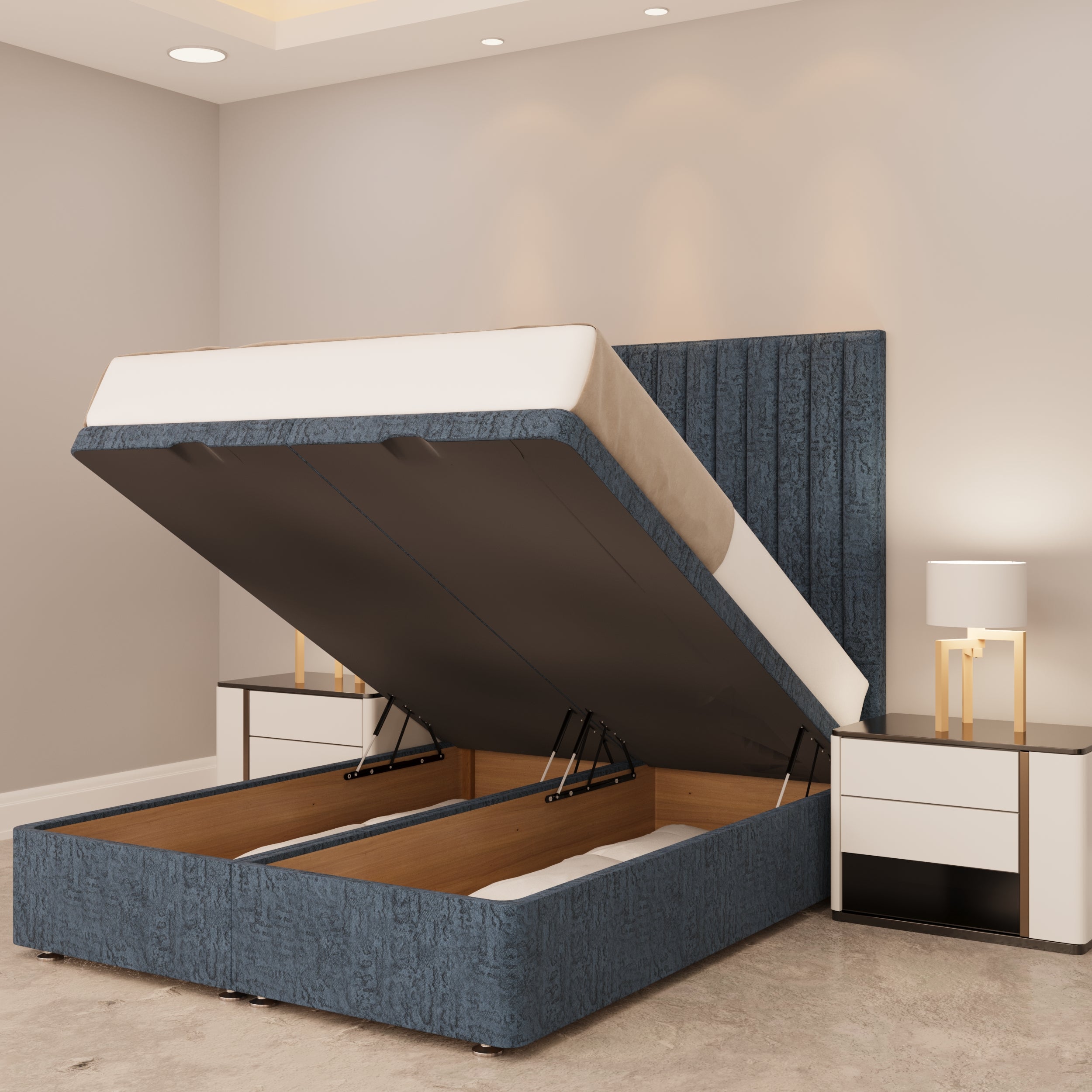 Huxley Panel Ottoman Bed Open up- D Sleep