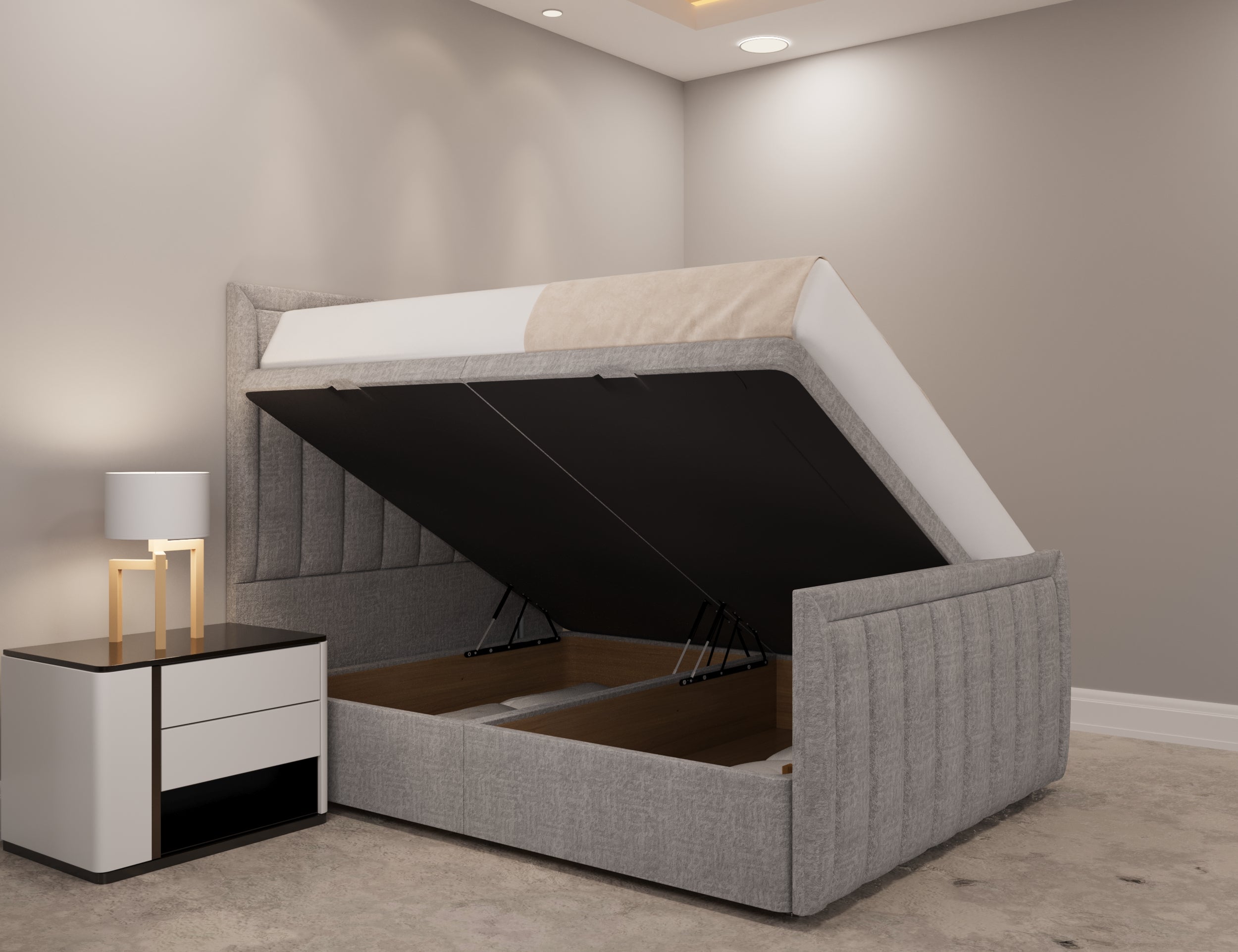 Zaea Panel Ottoman Bed Open up - D Sleep